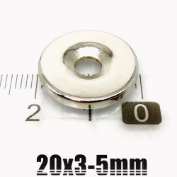 N35N35 - neodymium magnet - round countersunk disc - 20 * 3mm - with 5mm hole
