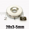 N35N35 - neodymium magnet - round countersunk disc - 20 * 3mm - with 5mm hole