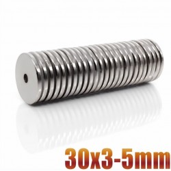 N35N35 - neodymium magnet - round countersunk disc - 30 * 3mm - with 5mm hole