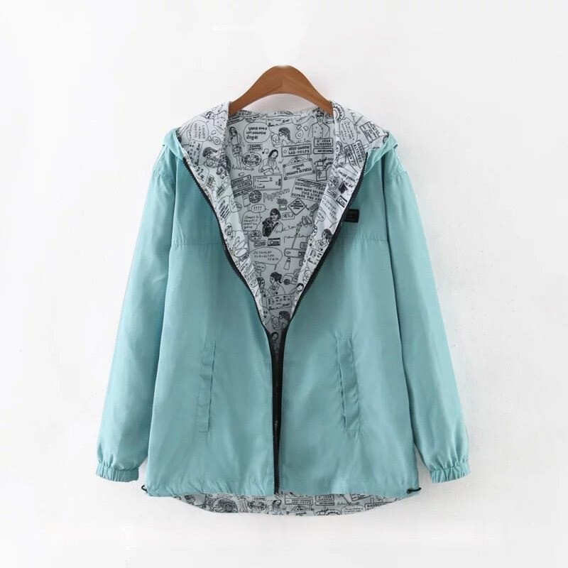 ChaquetasSpring / autumn hooded jacket - two sided - with zipper - cartoon print