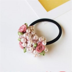 Pinzas de cabelloElegant elastic hair band - with flowers / beaded pearls