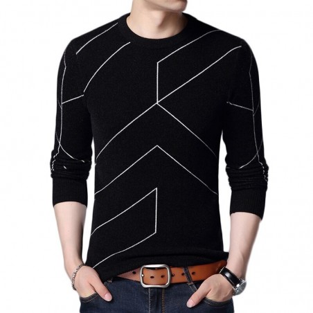 Hoodies & SudaderaFashionable warm sweater - slim fit - geometric lines print