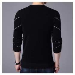 Fashionable warm sweater - slim fit - geometric lines printHoodies & Sweatshirt