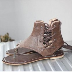 SandaliasSummer vintage sandals - flat gladiators - with back zipper / laces