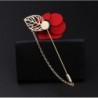 Fashionable brooch with rose / chain - long needle - unisexBrooches