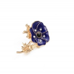 BrochesSmall enamel flower with crystals - vintage brooch