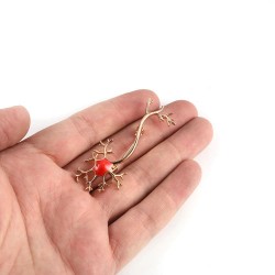 BrochesMedical neuron gene - with red stone - brooch