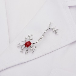 Medical neuron gene - with red stone - broochBrooches