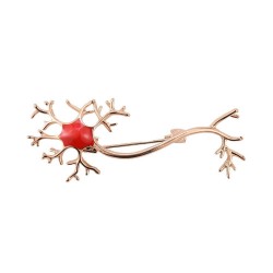 Medical neuron gene - with red stone - broochBrooches