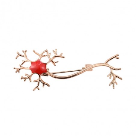 BrochesMedical neuron gene - with red stone - brooch