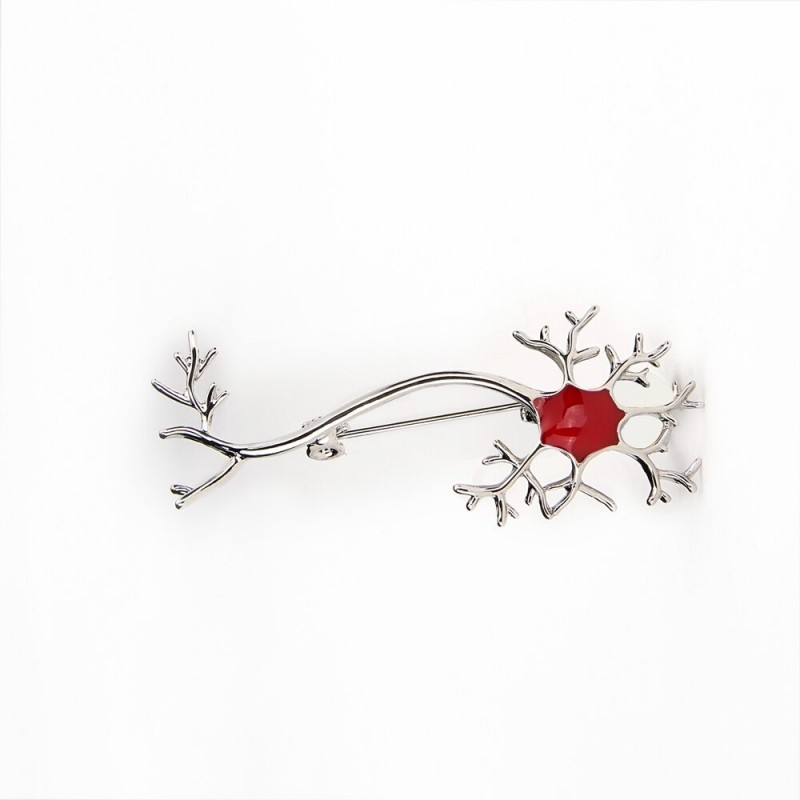 BrochesMedical neuron gene - with red stone - brooch