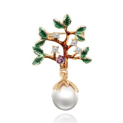 Tree with a leaves / pearl - crystal broochBrooches