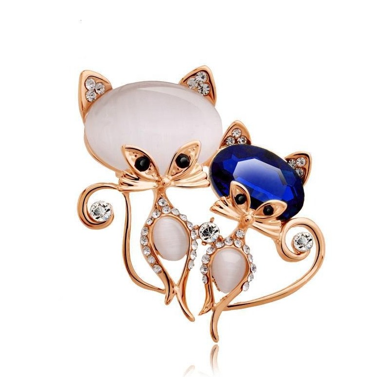 Brooch with two crystal foxesBrooches