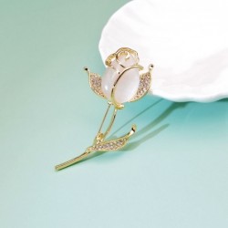 Elegant brooch with opal / crystal tulipBrooches