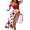 VestidosSexy women's set - long skirt / off shoulder top - floral print