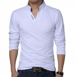 Classic elegant t-shirt - with mandarin collar - long sleeve - slim fit - cottonT-shirts