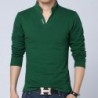 CamisetasClassic elegant t-shirt - with mandarin collar - long sleeve - slim fit - cotton