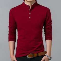 CamisetasCamiseta elegante - manga larga - cuello mao con botones - algodón