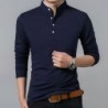 CamisetasCamiseta elegante - manga larga - cuello mao con botones - algodón