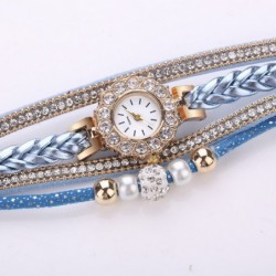 Multilayer bracelet with a round watch - crystals / beadsBracelets