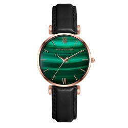 RelojesLuxurious watch with a green stone - stainless steel / leather