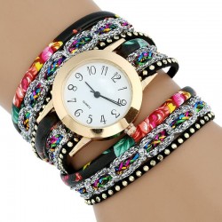 PulseraMultilayer floral bracelet - with a round quartz watch