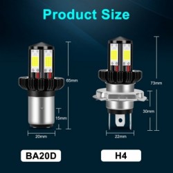 H4Motorcycle headlight LED bulb - 6000K white - BA20D / H4 - Hi Lo beam - 12V - 1200LM