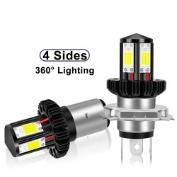 H4Motorcycle headlight LED bulb - 6000K white - BA20D / H4 - Hi Lo beam - 12V - 1200LM