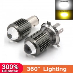 LucesMotorcycle light bulb - H4 / BA20D / P15D - 12V - LED High / Low Beam - 1200LM