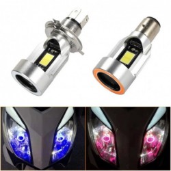 H4Motorcycle light bulb - Angel Eye LED - red / blue - H4 / BA20D