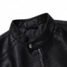 ChaquetasFashionable men's leather jacket - stand-up collar - with a zipper