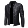 ChaquetasFashionable men's leather jacket - stand-up collar - with a zipper