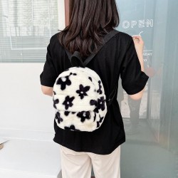 BolsasSmall plush backpack - with zipper - flowers printing