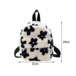 BolsasSmall plush backpack - with zipper - flowers printing