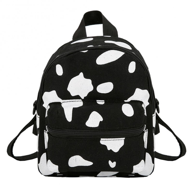 Mini canvas backpack - with zipper - cow milk printBackpacks