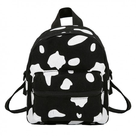 MochilasMini canvas backpack - with zipper - cow milk print