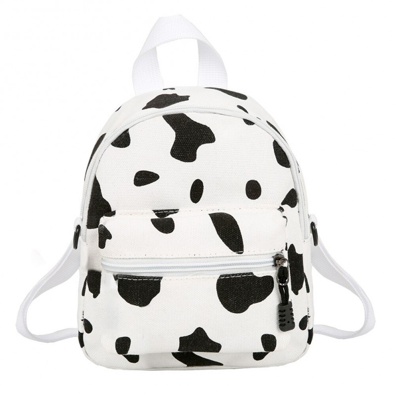 MochilasMini canvas backpack - with zipper - cow milk print