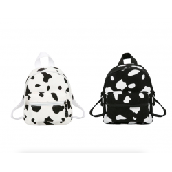 MochilasMini canvas backpack - with zipper - cow milk print