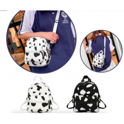 MochilasMini canvas backpack - with zipper - cow milk print