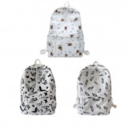 Fashionable backpack - large capacity - with dogs / butterflies / feathers printBackpacks