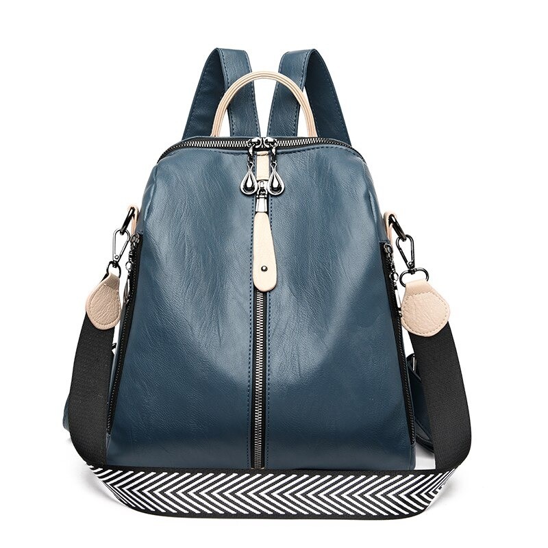 MochilasMultifunctional backpack - leather shoulder bag - with zippers