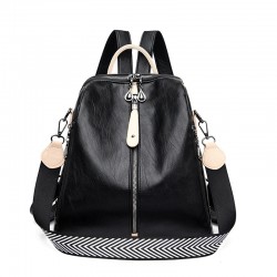 MochilasMultifunctional backpack - leather shoulder bag - with zippers