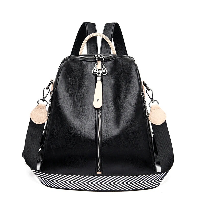 MochilasMultifunctional backpack - leather shoulder bag - with zippers