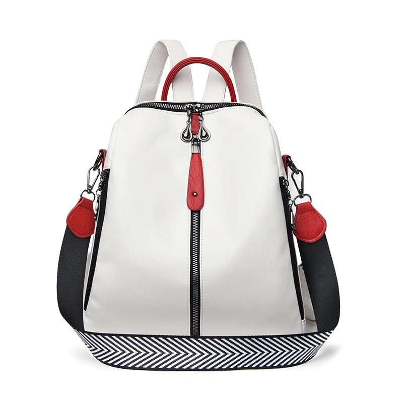MochilasMultifunctional backpack - leather shoulder bag - with zippers