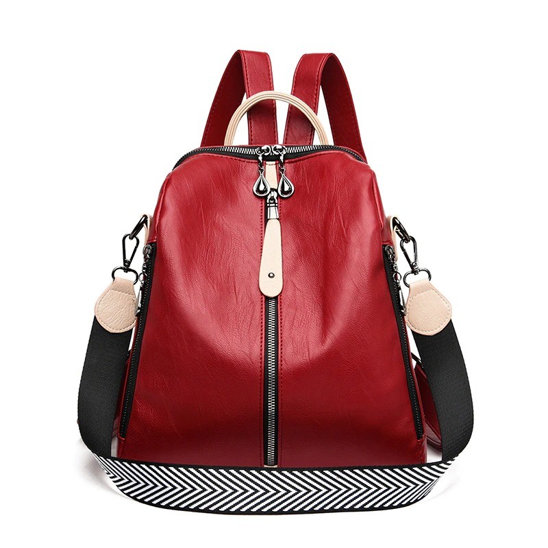 Multifunctional backpack - leather shoulder bag - with zippersBackpacks