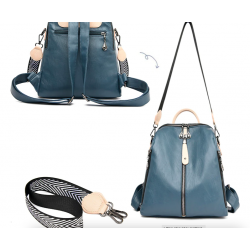 MochilasMultifunctional backpack - leather shoulder bag - with zippers