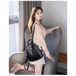 MochilasLuxurious multifunctional backpack - shoulder bag - with rivets - genuine leather
