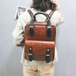 MochilasWomen Anti Theft Backpacks Students Brown School Bags for Teenage Girls Waterproof Vintage Laptop Leather Big Travel ...
