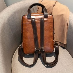MochilasWomen Anti Theft Backpacks Students Brown School Bags for Teenage Girls Waterproof Vintage Laptop Leather Big Travel ...