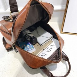 MochilasWomen Anti Theft Backpacks Students Brown School Bags for Teenage Girls Waterproof Vintage Laptop Leather Big Travel ...